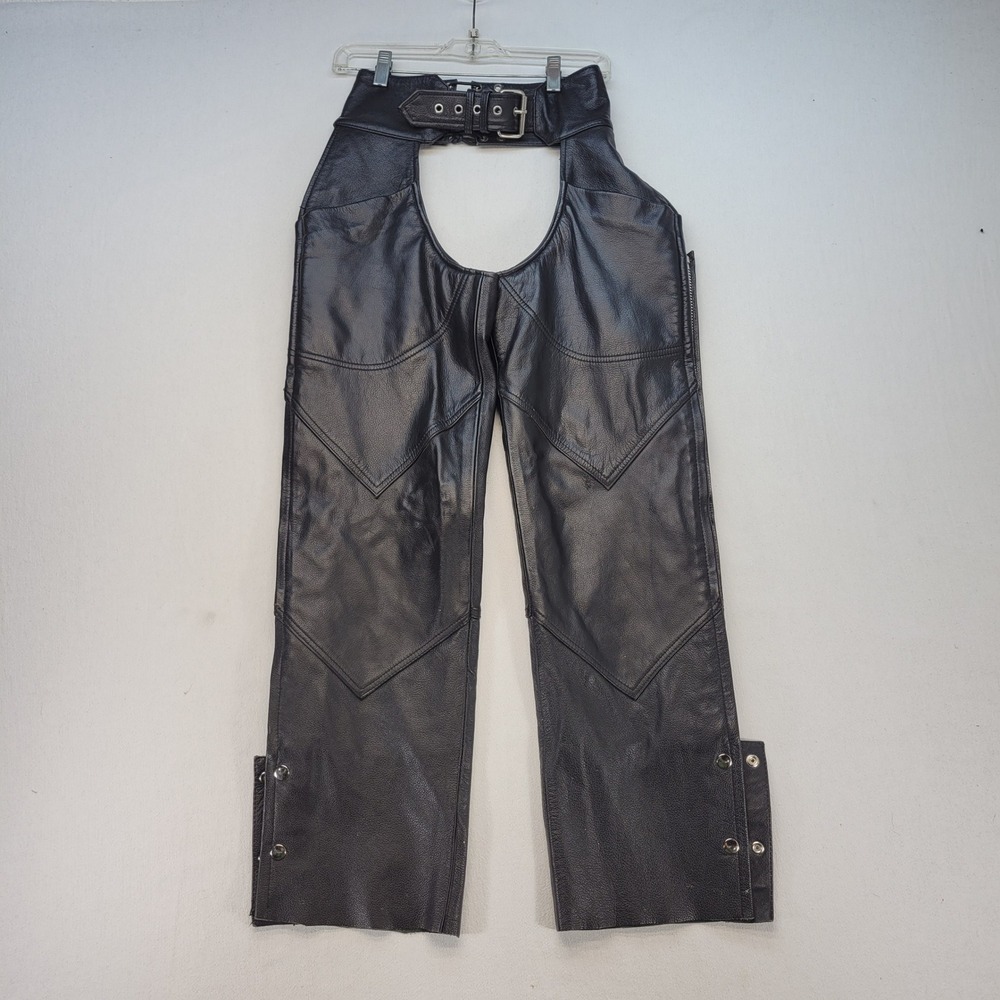 First Classics Leather Motorcycle Chaps Mens S Black Biker Riding Gear
